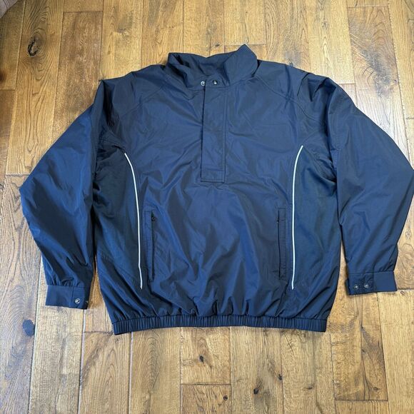 Dryjoys By Footjoy Quarter Zip Golf Pullover Windbreaker Jacket Black Size Large - Picture 1 of 7